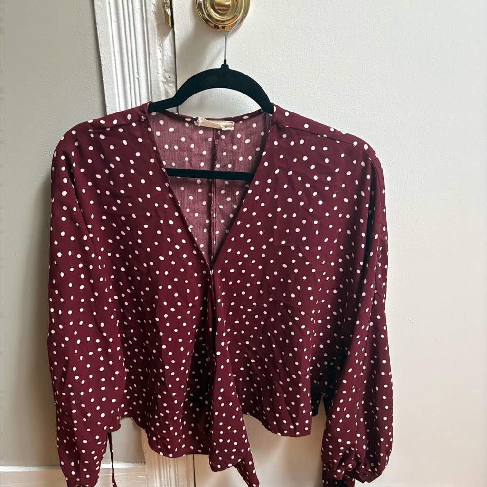 Altar'd State Maroon Polka Dot Blouse